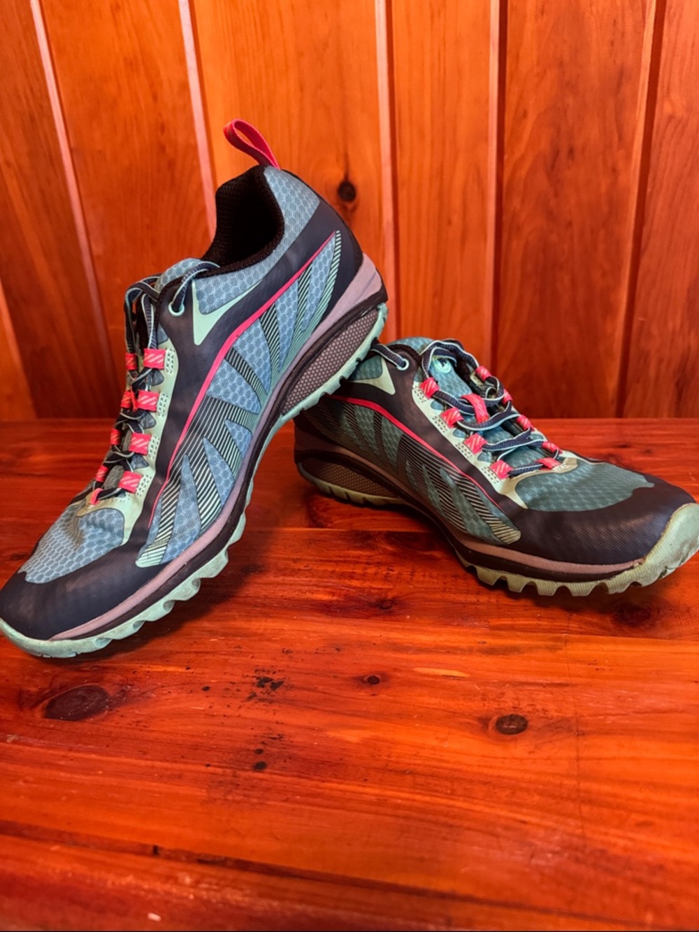 Merrell Teal Trail Shoes with Pink Accents